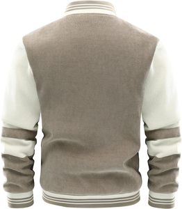 Chaqueta Varsity de Pana para Hombre, Cuello Camisero, Color Sólido, Botón Único, Estilo Casual - Product Image 3