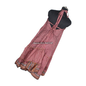 Nouveau fabricant et grossiste de vêtements pour femmes, robes en tissu de soie sari vintage indien, robes de soirée élégantes pour femmes, robes de soirée sans manches. - Product Image 4