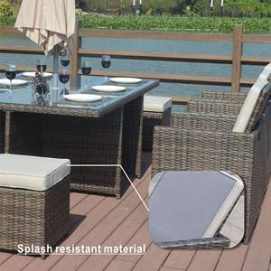 Ensemble de salle à manger en rotin d'extérieur 11 pièces, chaise longue et table en rotin pour patio ou jardin - Product Image 6