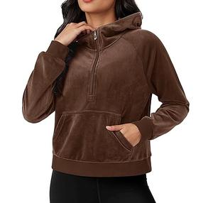 Sweat à capuche d'hiver pour femme, léger, 100 % coton, de haute qualité, personnalisé, en velours, avec fermeture éclair - Product Image 1