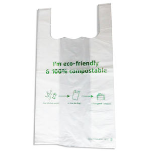 Sac de t-shirt compostable Sac à provisions Faible empreinte carbone Multi-Usage Personnalisable Prix de gros Usine du Vietnam - Product Image 1