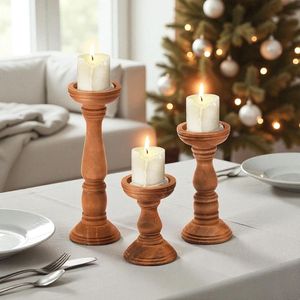 Handmade Wooden Candle Holder Decorative <b>Rustic</b> Accent Piece For Dining <b>Table</b> Wedding Centerpiece And Modern Home Styling - Product Image 3