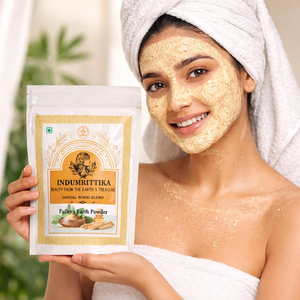INDUMRITTIKA Mélange d'argile de Fuller antibactérienne éclaircissante au bois de santal, 100% pur naturel biologique, parfum terrestre - Product Image 3