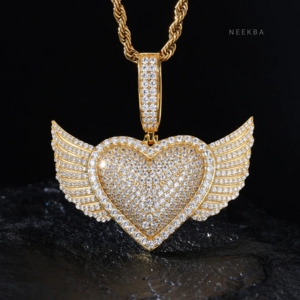 Colgante de Corazón Alado de Moissanita - Colgante de Corazón de Moissanita VVS, Joyería de Plata 925 Estilo Drip Streetwear, Colgante de Corazón de Plata - Product Image 6