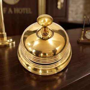 Campana de Servicio de Latón Macizo Hecha a Mano, Campana de Recepción de Hotel de Metal de Primera Calidad, Acabado Dorado Pulido, Campana Decorativa de Mesa - Product Image 4
