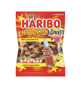 Bonbons gélifiés Haribo Happy Cola originaux 100g - Bonbons allemands aromatisés à la cola pour les distributeurs mondiaux de confiseries - Product Image 1