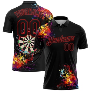 Wholesale Direct industry Best Selling Custom Black Red 3D Pattern Design <b>Dart</b> <b>Board</b> Performance Golf Polo Shirt - Product Image 1