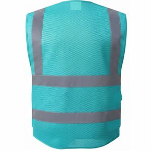 เสื้อกั๊กนิรภัยสีส้มสำหรับผู้ชายพร้อมแถบสะท้อนแสงและกระเป๋าหลายช่อง ปิดด้วยซิป วัสดุตาข่ายระบายอากาศได้ - Product Image 2