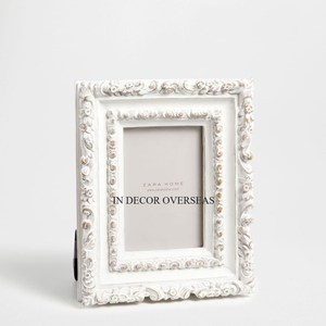 Elegant Look Rectangular Wood Mirror <b>Frame</b> With Ornate Carved Design Antique <b>White</b> Finish Decorative Wall Art For Home Interior - Product Image 2