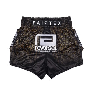 Shorts de Muay Thai pour hommes Fairtex, noir et or, imprimé floral, séchage rapide, polyester, vêtements d'entraînement pour arts martiaux mixtes, coupe régulière, short thaïlandais - Product Image 1