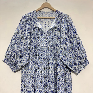 Vestido Casual Midi para Mujer, Tejido 100% Algodón, Liso, Manga Corta, Cintura Imperio, Estilo Babydoll, Cuello en V, Holgado, Funcional - Product Image 5