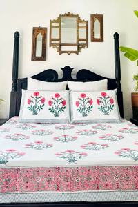 100% Organic Cotton Hand Block Print Bedsheet with <b>Pillow</b> Covers Organic Cotton Bedsheet for Home <b>Decor</b> - Product Image 2
