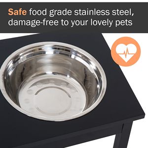 Ciotola Rialzata per Cani da 23 Pollici, Moderna e Decorativa, in Legno Nero Resistente, con Design a Osso di Cane - Product Image 6