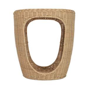 Handcrafted Rattan <b>Side</b> <b>Table</b> Natural Wicker Accent Furniture Sculptural Round End <b>Table</b> With Open <b>Storage</b> For Modern Home - Product Image 1