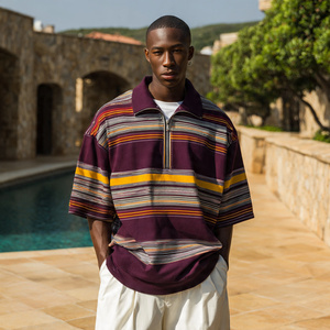 Polo Homme Oversize à Demi-Zip Manches Courtes Été Coupe Ample Épaules Tombantes - Product Image 2