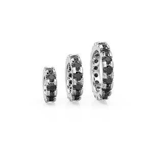 Breloque ronde en or 14 carats avec diamants noirs, Breloque roue en diamant noir, Support de breloque rond, Connecteur de bande éternité en diamant rond - Product Image 6