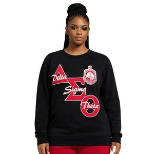 Felpa Nera Delta Sigma Theta per Donne, Vestibilità Comoda, Tessuto Premium, Abbigliamento Casual per Confraternite Greche - Product Image 1