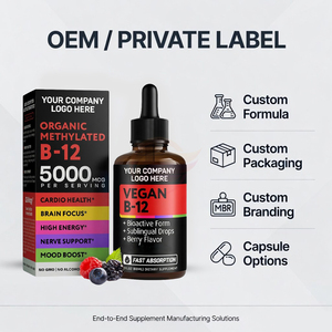 Organic Methylcobalamin <b>Vitamin</b> B12 <b>Liquid</b> Drops 5000mcg Vegan Sublingual Supplement - Product Image 2