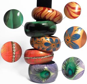 Nuevas pulseras de resina recién llegadas, juego de pulseras de madera personalizables en colores, tamaño personalizado, la mejor calidad, joyería de moda. - Product Image 3