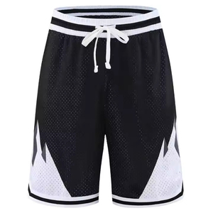 Men's Black White Mesh Basketball Shorts Drawstring Closure Breathable Regular Fit All Seasons Adult Sportwear - Product Image 2