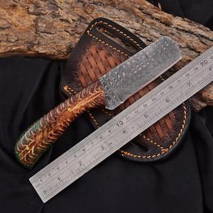 Couteau de boucher nordique industriel de 7,5 pouces en acier Damas fait main, avec manche personnalisé en forme de cône de pin, style Western - Product Image 2