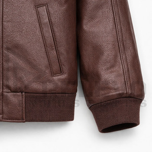 Veste en cuir marron de qualité supérieure pour homme, style vintage, manteau en cuir véritable, coupe ajustée, veste de motard décontractée, vêtements d'hiver - Product Image 5