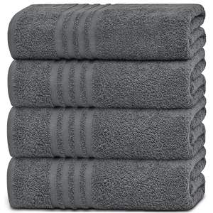 Set di 4 Asciugamani da Bagno in Cotone Grigio ad Asciugatura Rapida e Extra Assorbenti 27x54 Pollici per Hotel, Palestra, Spa, Morbidi per il Corpo - Product Image 2
