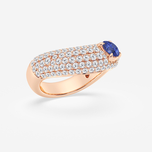 Sapphire Cocktail Ring Pave Setting Round Brilliant Cut Diamonds Women's Luxury Engagement Jewelry - Product Image 6