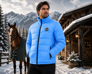 Tough Tack Men's Sky <b>Blue</b> Quilted Lightweight Polyester <b>Base</b> <b>Layers</b> Zipper Closure Relaxed Fit Quick Dry Solid Color Equestrian - Product Image 3