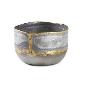 Luxury Wabi-Sabi Style Decorative Bowl Handcrafted <b>Raw</b> Edge Metal Centerpiece Industrial Chic Silver & Gold Nut Dish for Decor - Product Image 1
