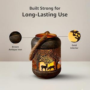 Handmade Iron <b>Lantern</b> With Deer And Tree Die Cutting Design For <b>Christmas</b> Home Decoration - Product Image 3