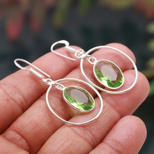 Boucles d'oreilles en améthyste verte, argent sterling 925, pierre précieuse naturelle, bijoux faits à la main pour femmes, vente en gros - Product Image 1