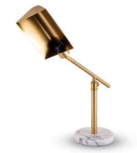 Modern Brass Adjustable Desk Lamp with Marble Base Rectangular Shade Warm White <b>Light</b> for Reading Room Decor - Product Image 2