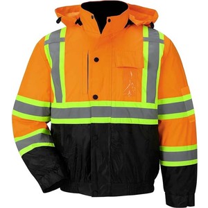 Reflective <b>Safety</b> Jacket L Size Class 3 Waterproof Polyester Winter Coat High Visibility Yellow Black <b>Roadway</b> Use - Product Image 1