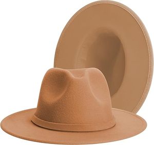 Chapeau Fedora Classique en Laine Marron Unisexe pour Adultes, Style Casual Printemps Automne - Product Image 3