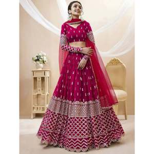 Bridesmaid Lehenga Choli in Dark Pink with Mesmerizing <b>Sequins</b> Work on Georgette - Product Image 5
