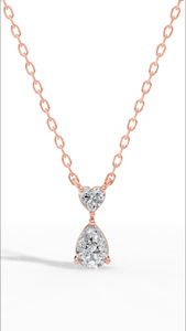 Collar con Doble Colgante de Diamante Cultivado en Laboratorio en Forma de Lágrima, en Oro de 18K, con Corte de Corazón y Pera - Product Image 5