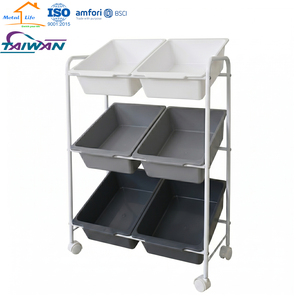 Modern 6 <b>Bin</b> Storage Organizer Made In Taiwan Household Trolley for Bathroom Living Room Office - Product Image 5