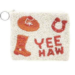 Monedero Artesanal Tradicional con Bordado de Cuentas, Estampado de Patrones Étnicos Tribales de la India, con Cierre de Cremallera - Product Image 2