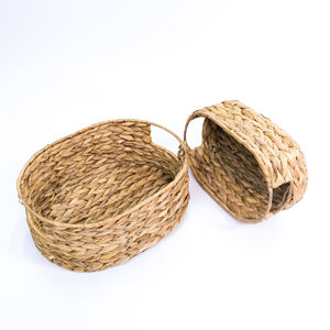 Panier à pain en jacinthe d'eau tressé à la main avec poignées découpées, paniers de cuisine à bas prix - Product Image 1