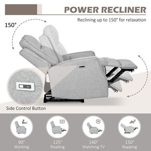 Poltrona Reclinabile Manuale con Porta USB e Rivestimento in Lino - Product Image 4