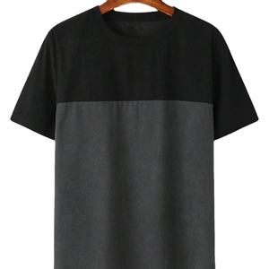 T-shirt surdimensionné décontracté de haute qualité avec logo personnalisé T-shirt en coton hip hop lourd pour hommes T-shirt bicolore pour hommes - Product Image 1