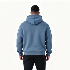 OEM Custom Logo Embroidered Puff Printing <b>Plain</b> 480GSM 70% Cotton 30% Polyester Fleece Lined Oversized Boxy Cropped <b>Men</b> <b>Hoodie</b> - Product Image 2