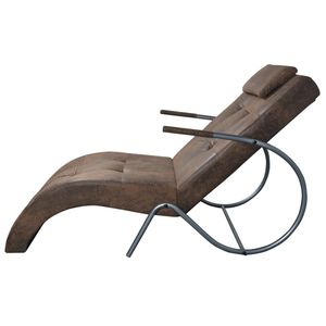 Chaise Lounge Ergonómica Mediana de Tela con Aspecto de Gamuza Marrón, Comodidad y Estilo Premium - Product Image 3
