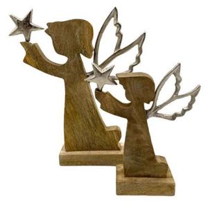 Figuras decorativas de ángeles con alas de metal y estrellas, decoración navideña para mesa, decoración del hogar, adornos y objetos de estilo rústico - Product Image 1