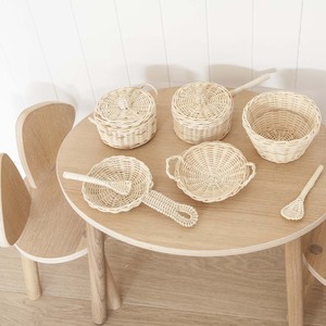 Pretend bakeware set rattan baking <b>accessory</b> toy cheap price kids pretend <b>play</b> <b>kitchen</b> utensil - Product Image 3