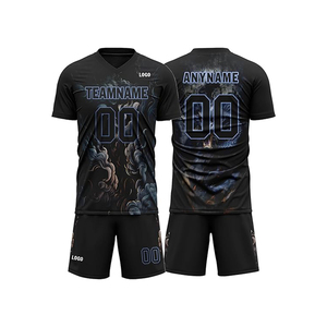 ชุดเสื้อและกางเกงฟุตบอลชายแบบกำหนดเอง ชุดฟุตบอลพิมพ์ลายต้านเชื้อแบคทีเรีย พิมพ์ลายด้วยความร้อน คุณภาพสูง 100% - Product Image 1
