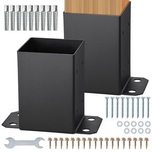 Staffe per Pali in Legno 4x4 Resistenti, Verniciate a Polvere Nero Opaco, 2 Pezzi, Dimensione Interna 3.6"x3.6", Base di Ancoraggio per Strutture in Acciaio - Product Image 1