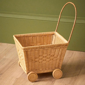 Handwoven Rattan <b>Doll</b> Stroller Rattan Toy Pram Wicker Baby Carriage Pretend <b>Play</b> Nursery Decor Gift OEM ODM Factory - Product Image 1