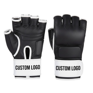 Gants d'entraînement MMA personnalisés avec logo, demi-doigts, en cuir PU avec support de poignet - Product Image 1